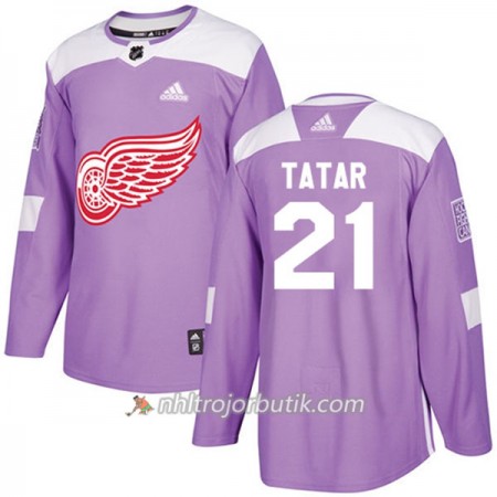 Män Ishockey Detroit Red Wings Tröja Tomas Tatar 21 Adidas 2017-2018 Lila Fights Cancer Practice Authentic